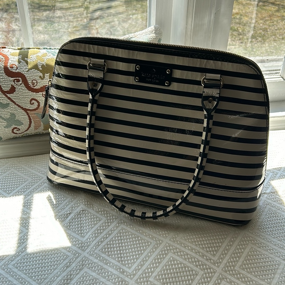 Kate Spade Striped Patent Zipper Bag